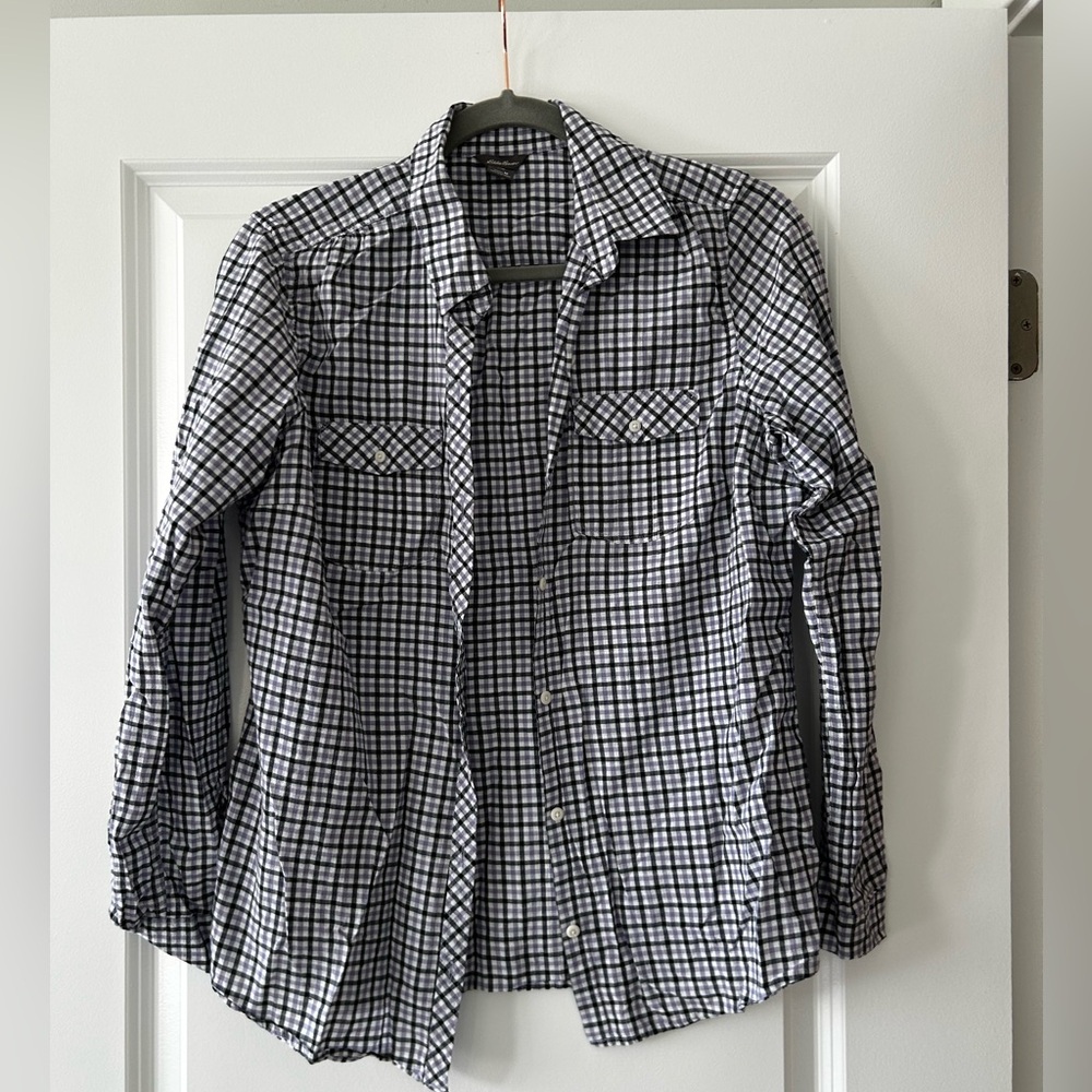 Purple and Black Plaid Shirt